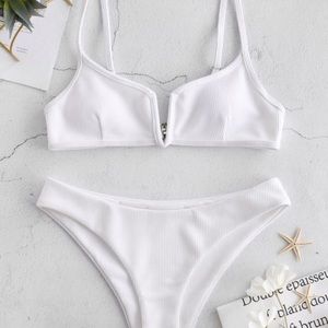 ZAFUL ribbed v wire bikini set